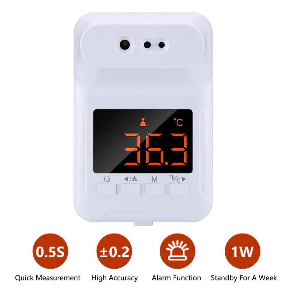 USB Powered Infrared Thermometer Non Contact Wall-Mounted Digital Temperature Sensor Forehead Thermometer for Adults LCD Screen: Thermometer