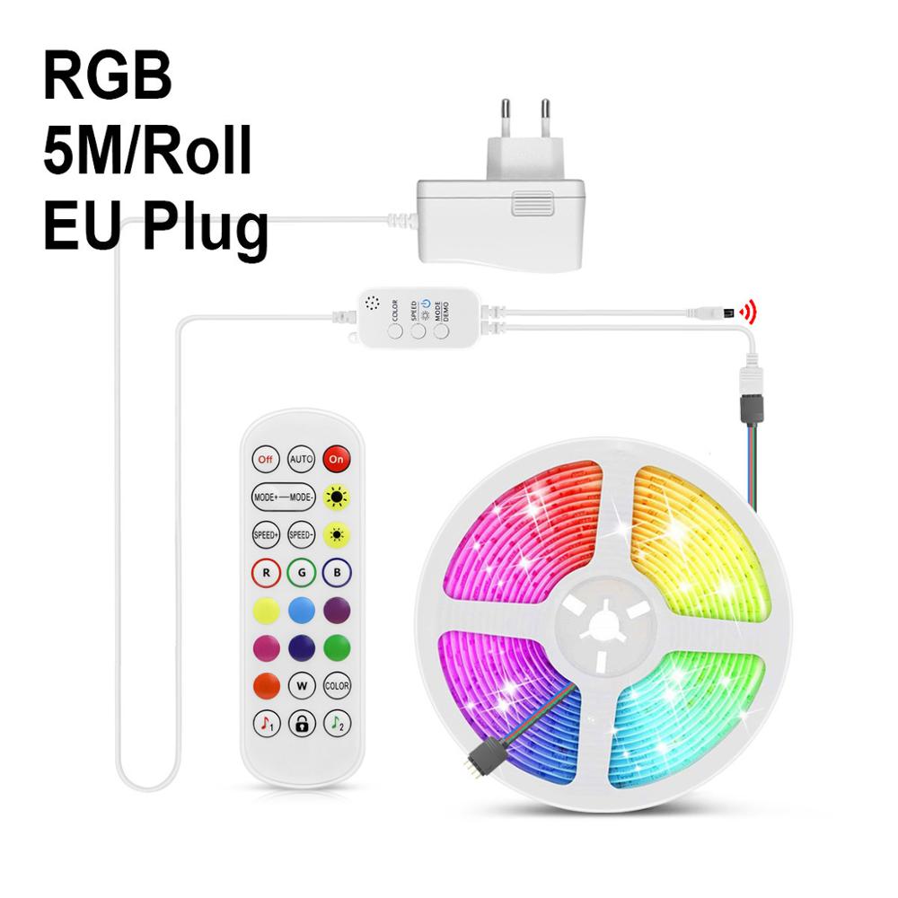 Muziek Modus App Afstandsbediening Dimmer Bluetooth Smart Led Light Strip Dimbare Lampada Inteligente Thuis House Party Decoratie: EU Plug 5m