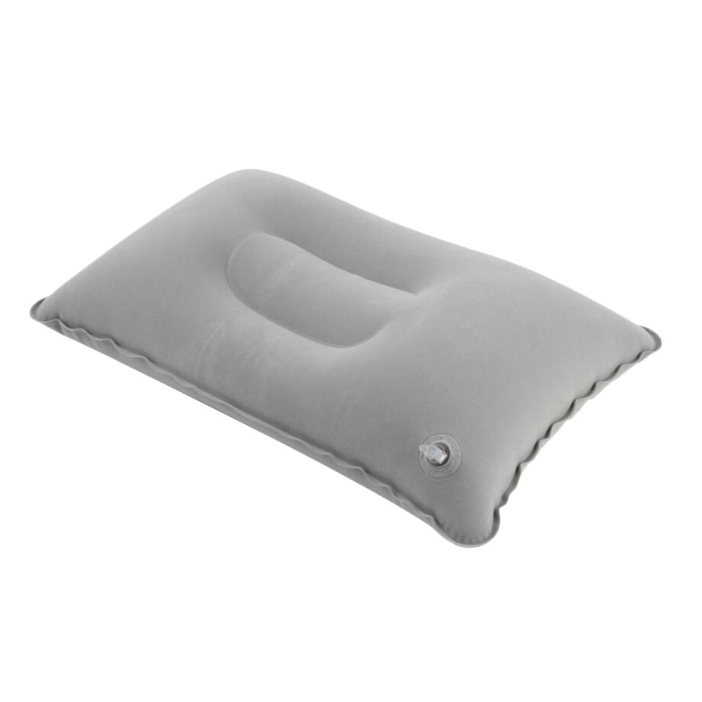 1Pc Outdoor Draagbare Vouwen Lucht Opblaasbare Kussen Dubbelzijdig Massaal Kussen Voor Vliegtuig Reizen Hotel Wereldwijd: Light Grey