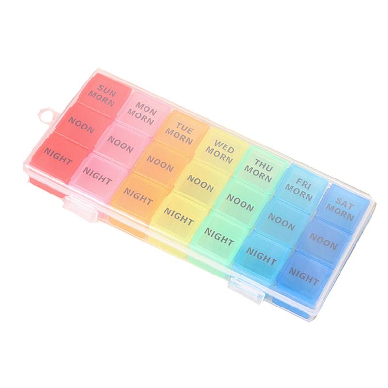 Weekly Pill Box Safe 21 Grids Portable Pill Medicine Case Storage Box Pill Case