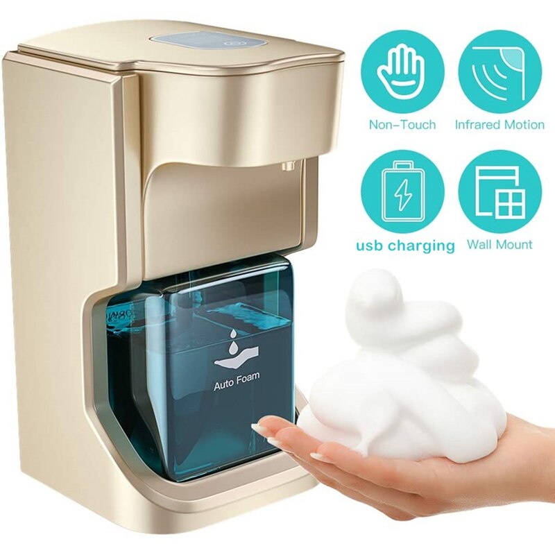 Automatische Zeepdispenser Touchless, Hand Gratis Zeepdispenser Schuimende Zeepdispenser Usb Opladen 500Ml