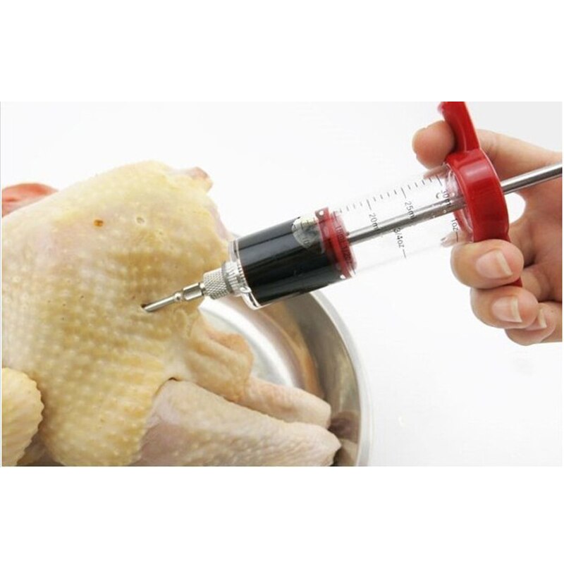 1pc 30ml kökssprutor rostfria nålar injektor kött korv fyllare kök verktyg kött injektorer
