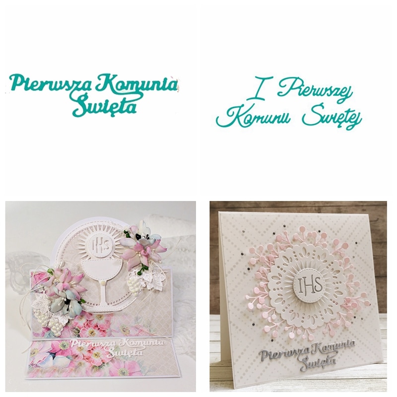 Polnischen Erste Heilige Kommunion Metall Schneiden Stirbt Schablonen Satz Für DIY Scrapbooking Dekorative Präge Karte Handwerk Sterben Schnitte