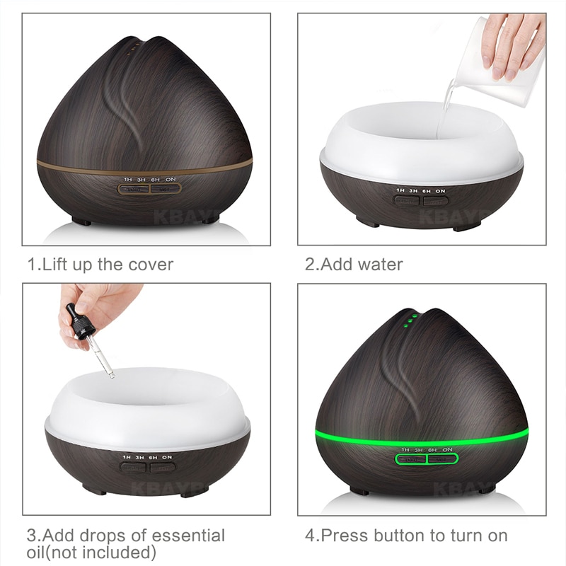 Holz Getreide 400ml Aroma essentiell Öl Diffusor Ultraschall- Luft Luftbefeuchter Luftreiniger mit LED Beleuchtung Pro Sekretariat Heimat Schlafzimmer