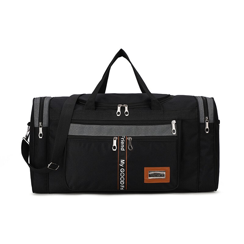 Männer Gepäck Reisetasche Große Kapazität Frauen Wochenende Fitnessstudio Yoga Fitness Taschen Handtasche Nylon groß Duffle Tasche: Schwarz