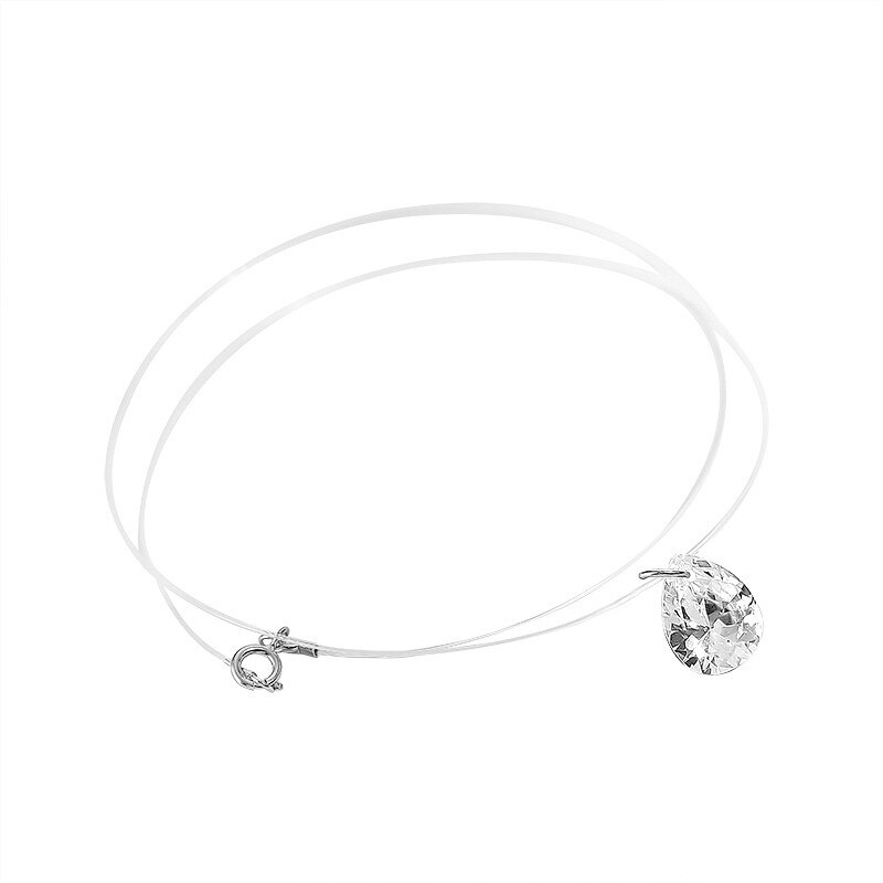Inzatt Echt 925 Sterling Zilveren Vislijn Leuke Geometrische Zirkoon Hanger Ketting Fijne Sieraden Romantische Choker Voor Vrouwen