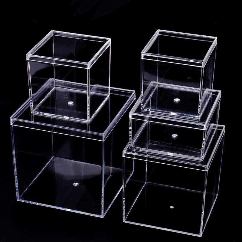 Cajas acrílicas transparentes con cubierta,caja transparente organizador de plástico maquillaje, pequeño , caja de embalaje cuadrada, contenedor de almacenamiento de dulces de comida para el hogar cajas de almace