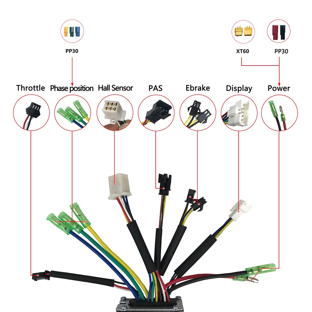 BuyWeek Elektrische Fiets Motor Controller Kit, DC 36 V 48 Elektrische Fiets 15A Controller LCD S866 Display Meter 130X Shifter 8C Assist Sensor voor 350 W 250 Motor