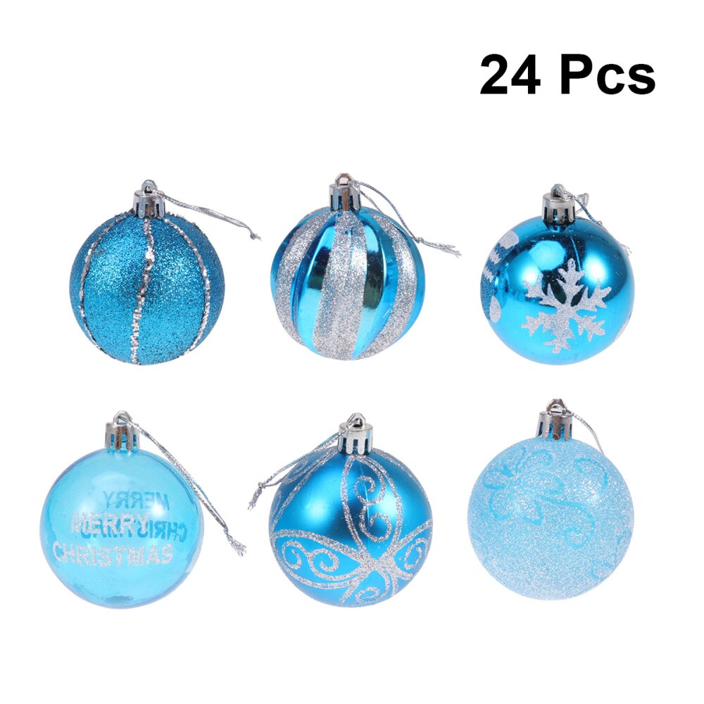 24Pcs 6cm Christmas Balls Hanging Decoration Christmas Tree Ornaments for Party Ball Prom Rose Gold Pattern