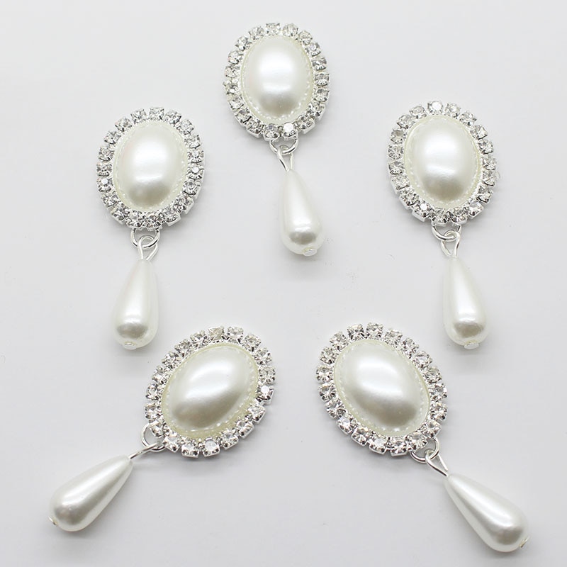 Fashion10Pcs/Lot 20*46Mm Ovale Hanger Diy Sieraden Bevindingen Rhinestone White Pearl Accessoires Caps Decoratie Voor maken