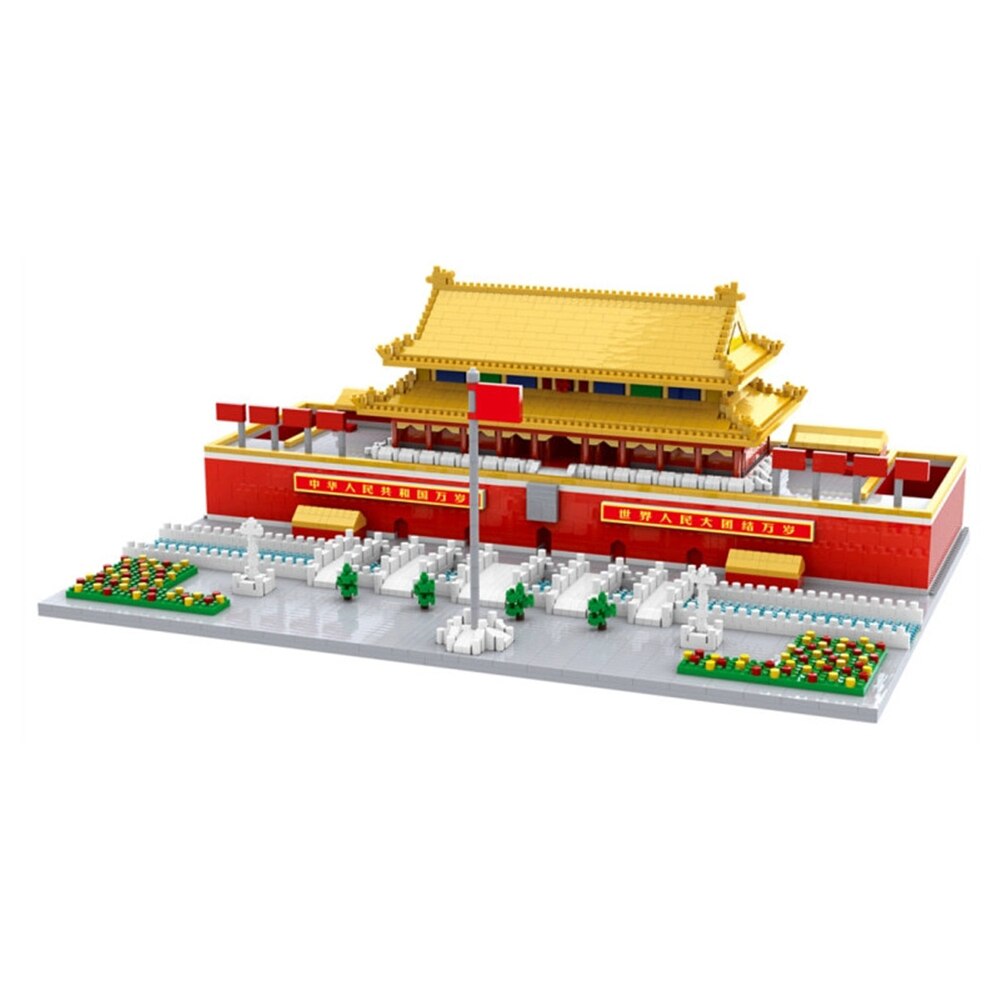 Lezi LZ8001-LZ8051 World Famous Architecture Model Set Taj Mahal Yellow Crane Tower Saint Basil&#39;s Cathedral Turret Micro Mini To