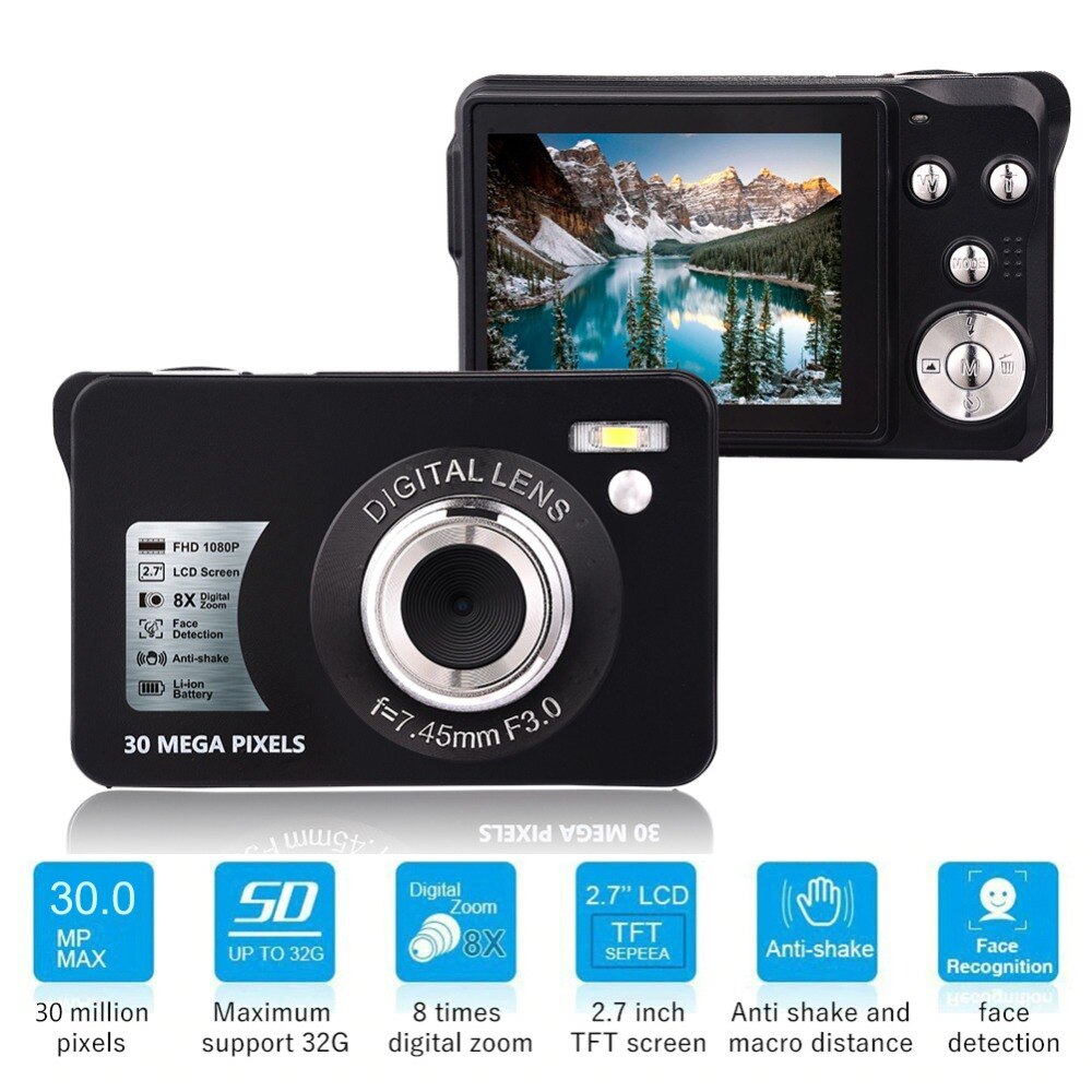 HD 720P Video Camera Professional Digital Camcorder 2.7 Inches 30MP High Definition ABS FHD DV Cameras