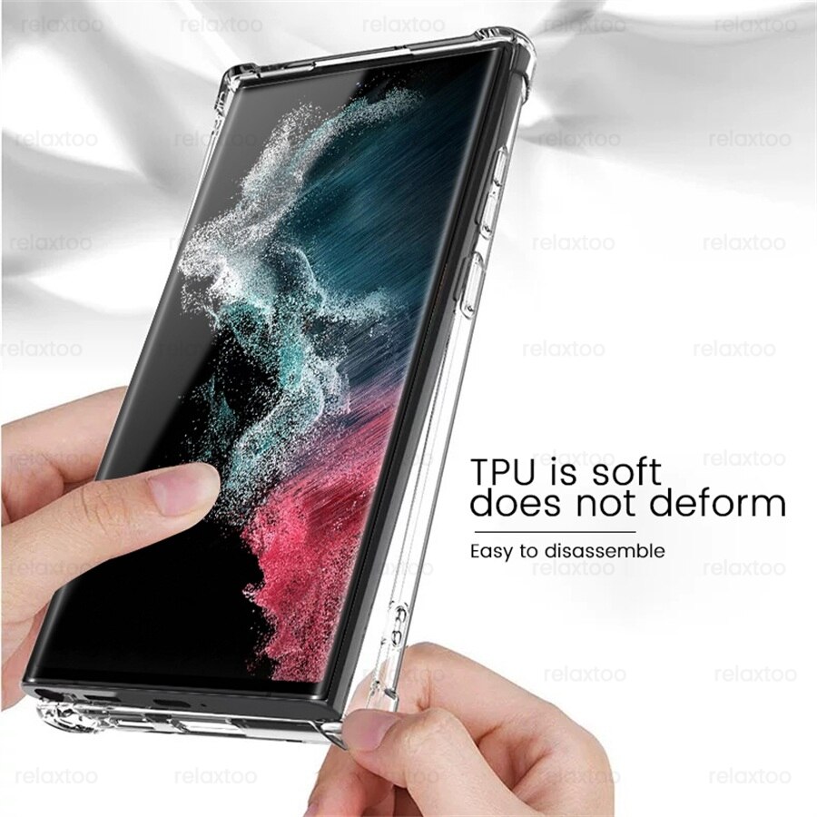 Voor Samsung S 22 Ultra Case Transparant Airbag Anti-Val Beschermen Shell Galaxy S22 S22 + S22Ultra Zachte Siliconen schokbestendig Coque