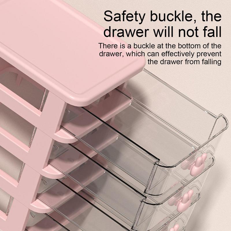 Small Desk Organizer 4 Tier Clear Cosmetic Makeup Organizer Table Organizer With Drawer Desktop Storage Drawers For Arts Crafts