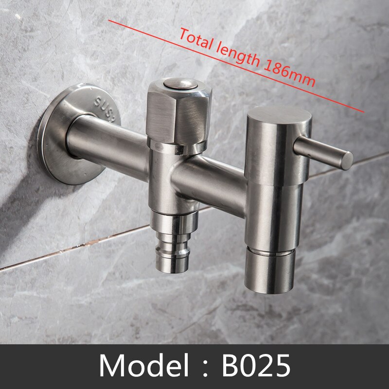 304 Stainless Steel Garden Faucet Wall Mounted Brushed Outdoor Bibcock Garden Wash Basin Mop Lengthen Faucet Garden: B025