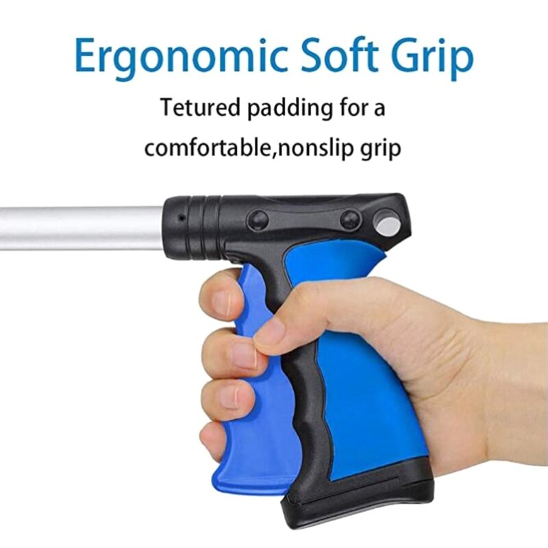 Foldable Long Trash Clamps Grab Pick Up Tool Curved Handle Garbage Clip Portable