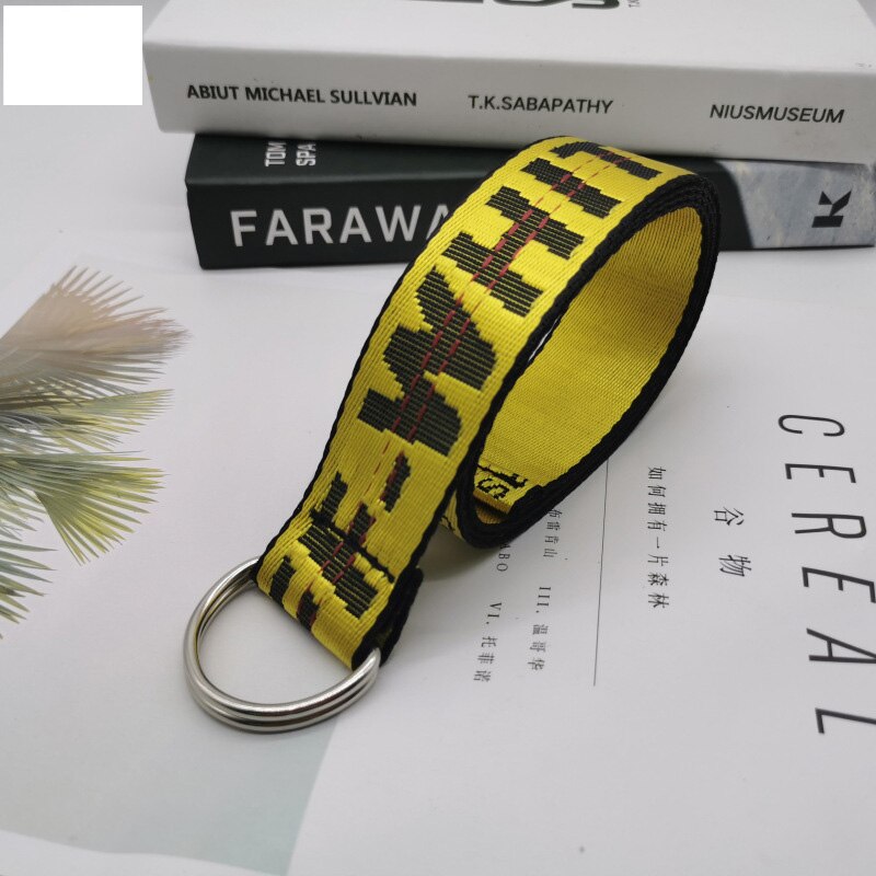 Ceinture en toile à boucle Double D unisexe, lettre punk style pour adolescent, large et longue sangle de taille, pantalon en jean pour adulte: yellow