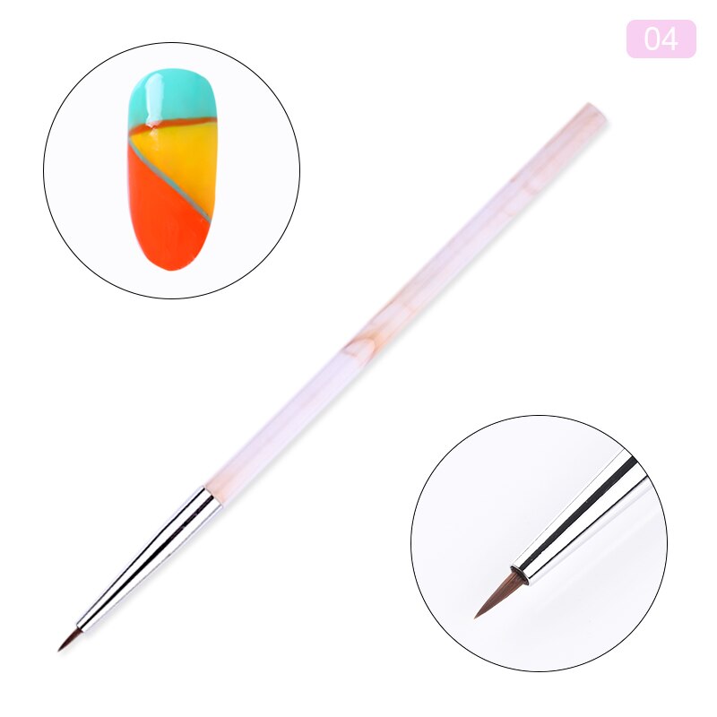 Marmorhandtag nagelkonst akrylborste uv gel liner ritpenna blomma carving måla penslar nail liner diy nail art verktyg: Mönster 4