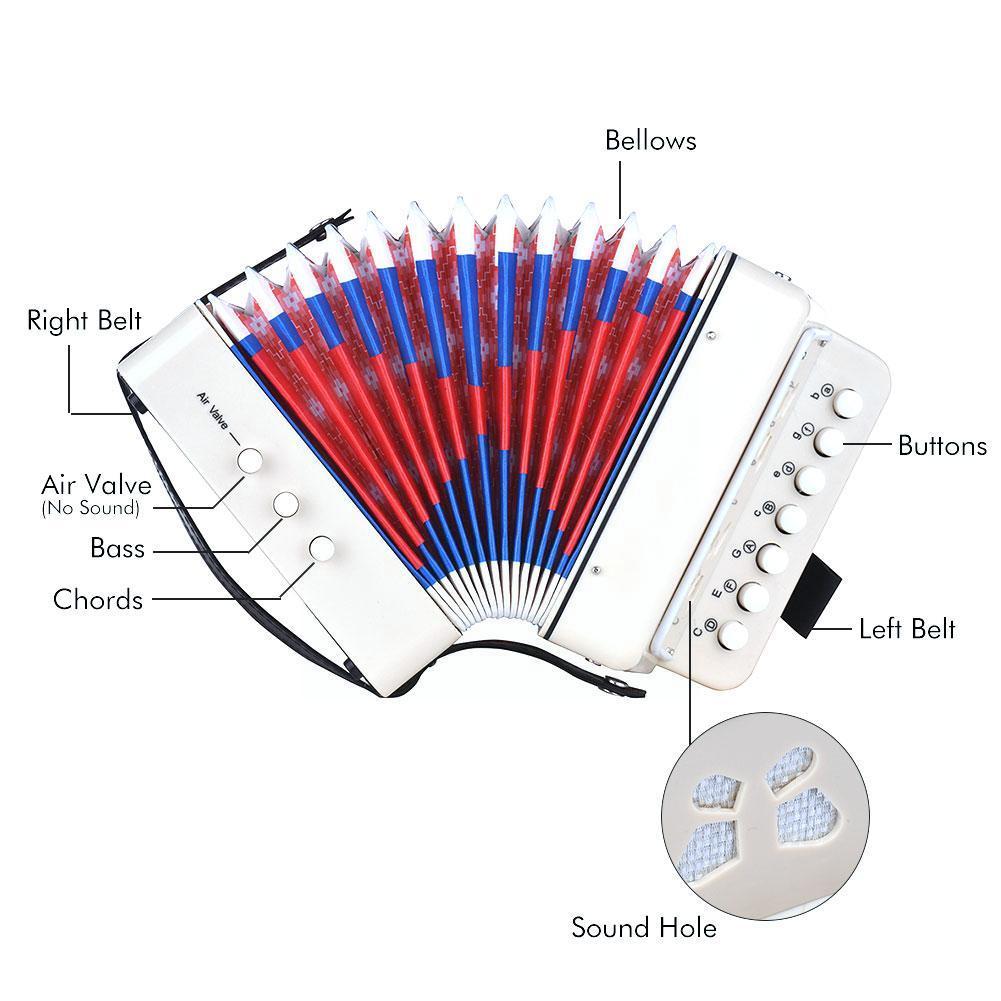 7 Keys 3 Buttons Mini Accordion Musical Instrument Children Kids Educational Birthday Accordion For Beginners Portabl L8b2