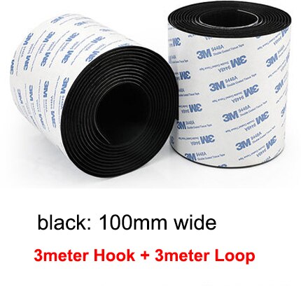 3M/Pair Self Adhesive Hook and Loop Fastener Tape 3M Hook Adhesive Tape Double Sided Sticker Carpet Gripper Pad Wall Mounting: 100mm black