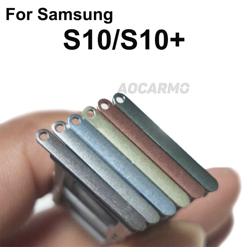 Aocarmo para Samsung Galaxy S10/+ S10plus S10, bandeja de plástico Nano Sim de Metal simple/doble, ranura para MicroSD, SM-G9730 G9750