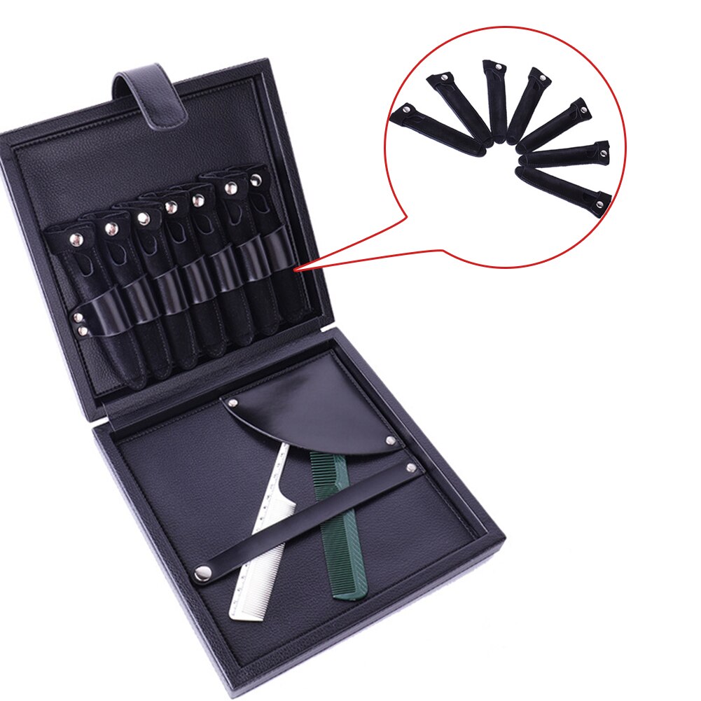 Kapper Schaar Box Praktische Salon Thuis PU Lederen Tool Case Kapper Draagbare Opslag Professionele Houder Organizer Effen: Zwart