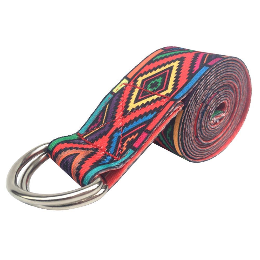 D-ring riem yoga stretch band taille been verstelbare bedrukte weerstandsband wasbare sport stretch fitness band rekwisieten: Rood