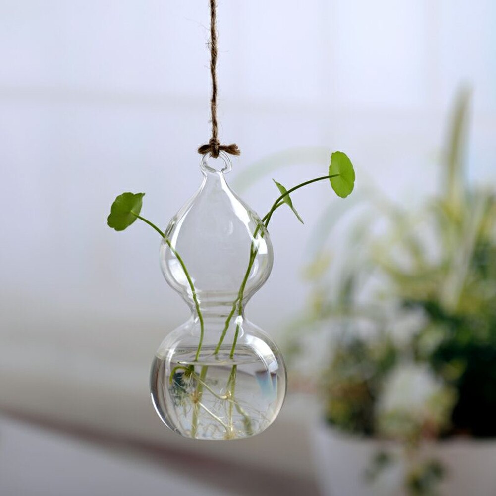 Hängande glas blommor växt vas flaska terrarium behållare hem trädgård dekorer diy transparent: 2