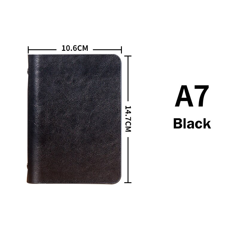 Hard Back Mini Refillable Leather Travelers Planner Small Journal Pocket Notebook Notepad: Black
