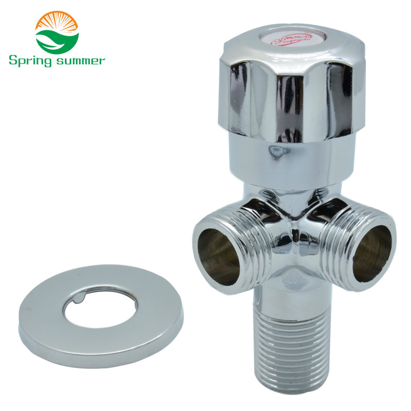 SPRING SUMMER DN15(2/1)Double Outlet Brass Steel Angle Valve Kitchen Bathroom Accessories Water Heater Angle Valves JFS1001