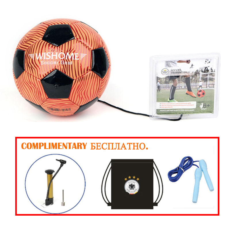 WISHOME Soccer Solo Trainer Kicking/Dribbling/Shooting Practice Equipment for Adult Training Ball with Belt Kids Soccer Set: orange