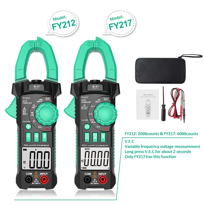 AC/DC Clamp Multimeter V.F.C Digital Clamp Meter Current Pliers Auto Range Measurement Ammeter Test Electrician Tool