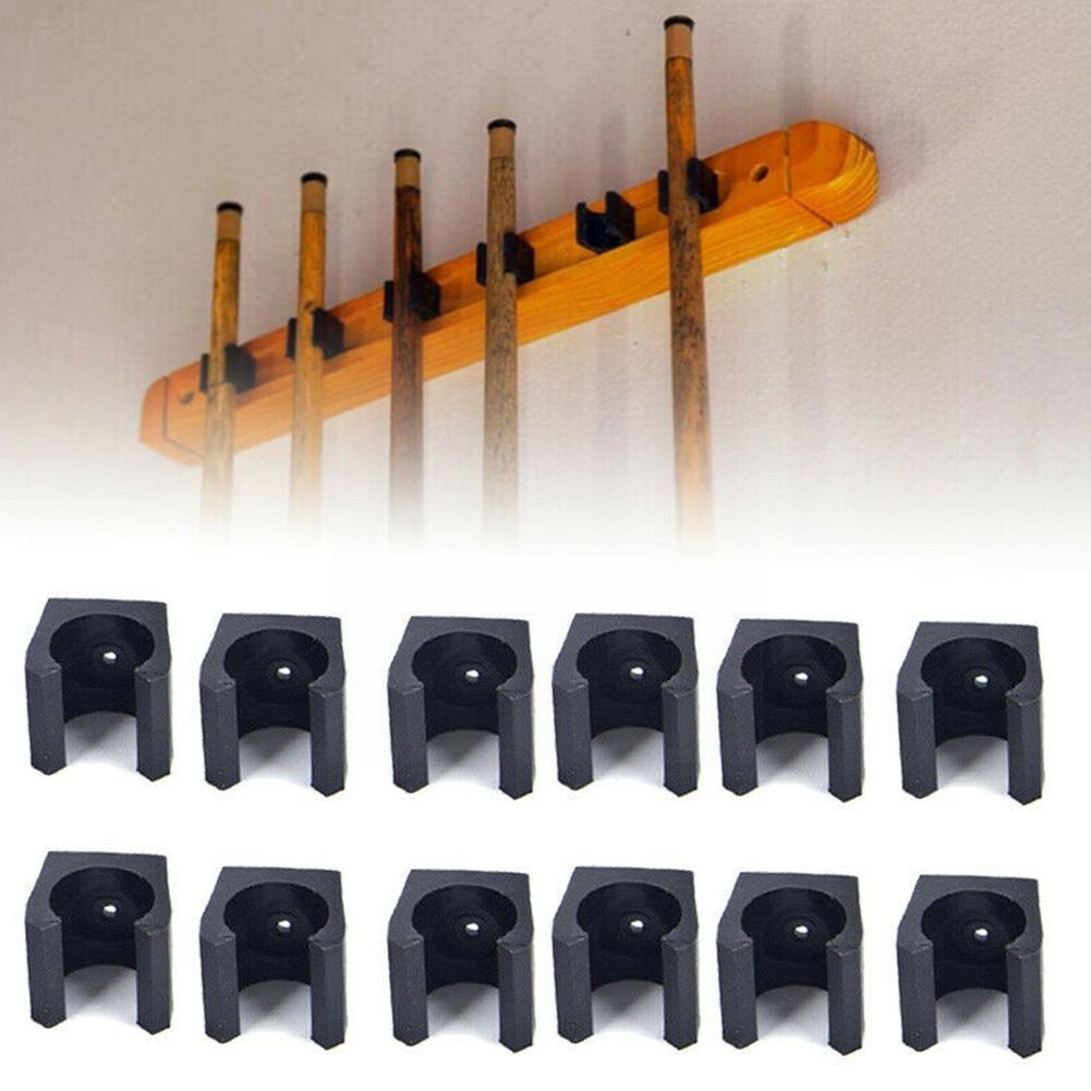 12Pcs Billiard Cue Holders 1.9x1.8x1.8cm Wall Hanging Stick Billiard Holder Plastic Clips Fishing Holder Supply Holder Cues Q5L4