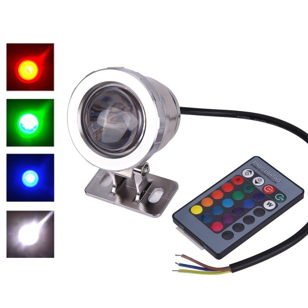 10W Rgb Led Onderwater Licht Fontein Zwembad Vijvers Aquarium Tank Lamp Waterdicht IP65 16 Kleuren Spot Verlichting Met Afstandsbediening controller