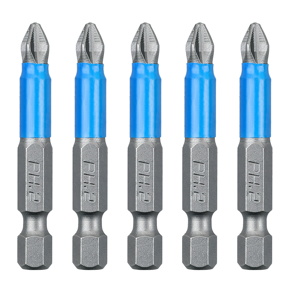 3/5/10Pcs 50mm PH2 Cross bit drill Head Screwdriver Bits Hand Tools Anti Slip Electric Hex Shank Magnetic Screwdriver Drill Bit: 5pcs