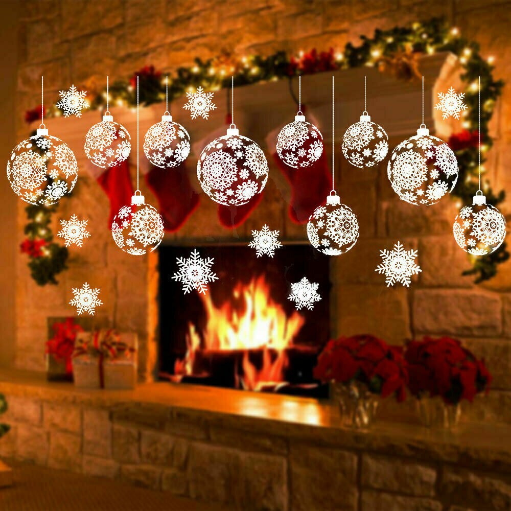 Jul snefnug vindue klistermærker jul xmas santa aftagelige vindue klistermærker kunst mærkat væg hjem butik indretning: B