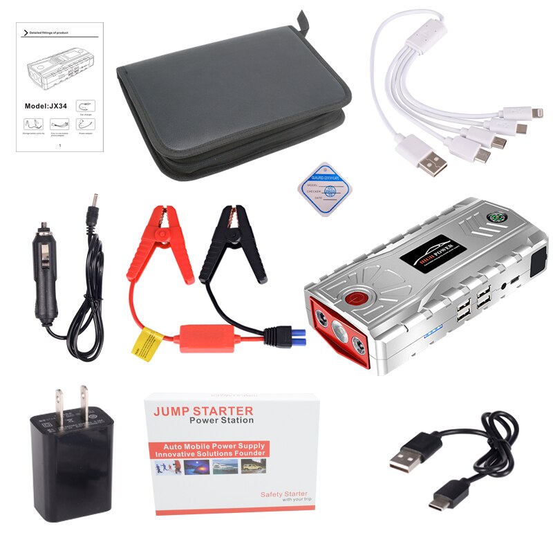 12V 4USB 600A portable car battery booster charger booster power bank starting device for