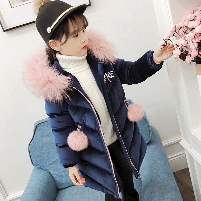 Kinderen Donsjack Winter Jas Voor Meisjes Dikker Meisjes Winterjas Hooded Velour Winter Meisjes Jassen Uitloper 3-12T