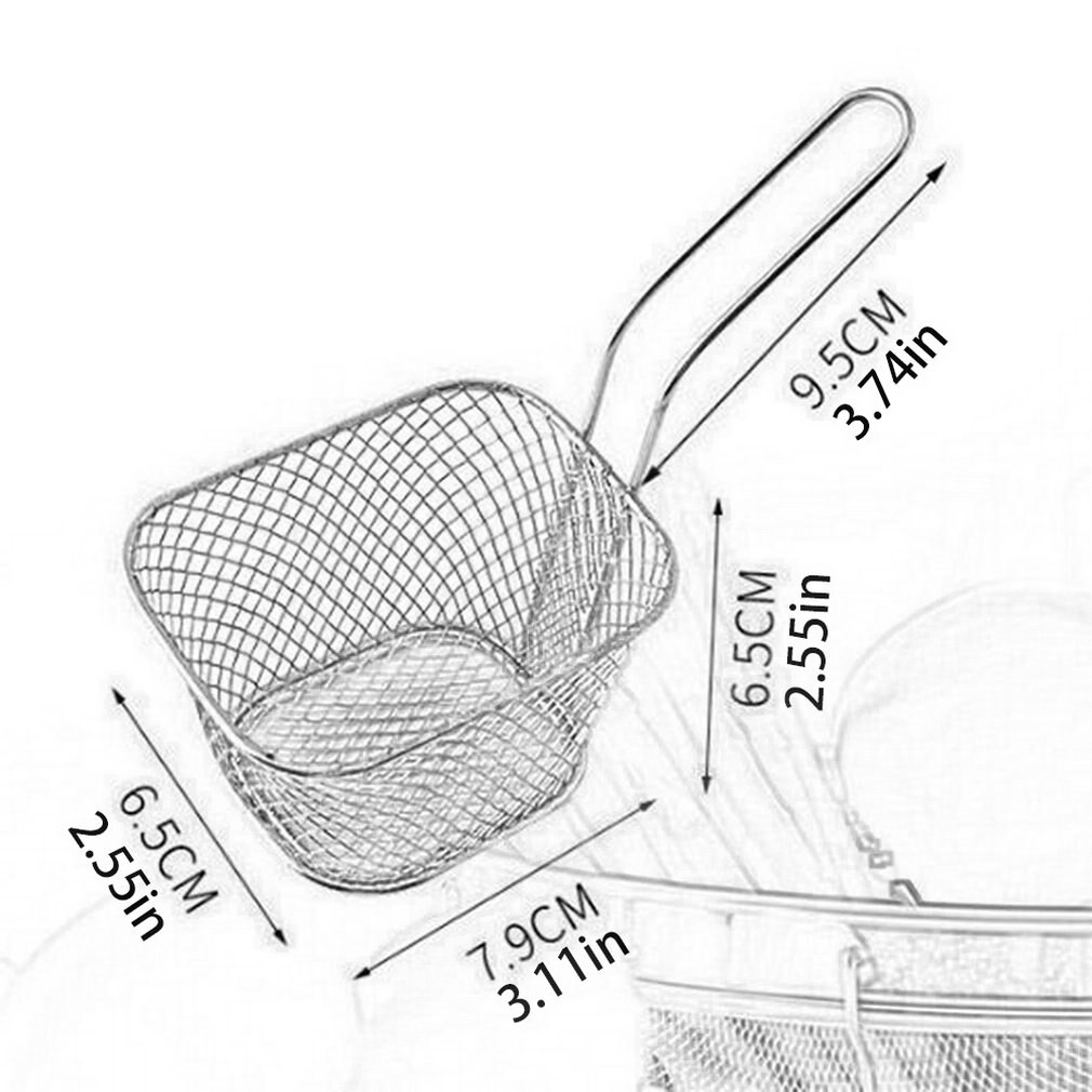 Mini Edelstahl Französisch Frites Netto Fry Friteuse Korb Kleine Quadratische Form Französisch Frites Körbe Sieb Küche Kochen Werkzeuge