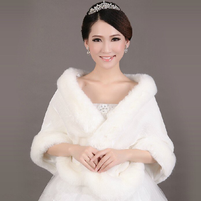 Châle fausse fourrure femme manteau de mariage ivoire veste de mariée