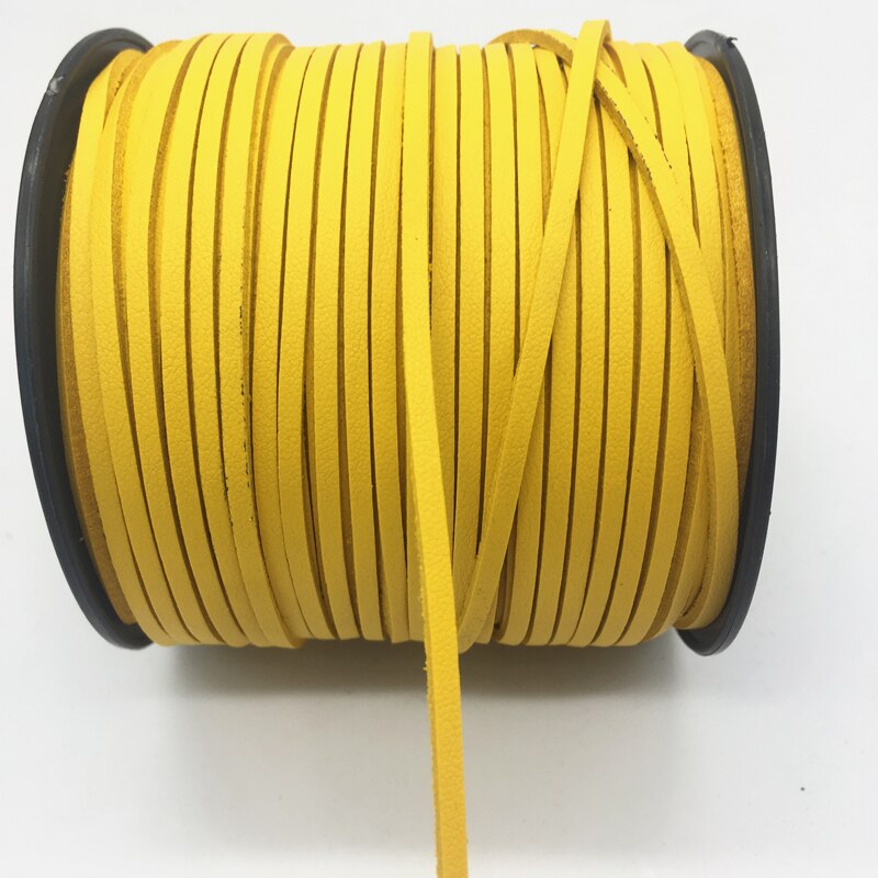 3mm 5 Yards Macrame Braided Faux Suede Cord Leather Lace DIY Handmade Beading Bracelet Jewelry Making Flat Thread String Rope: Yellow