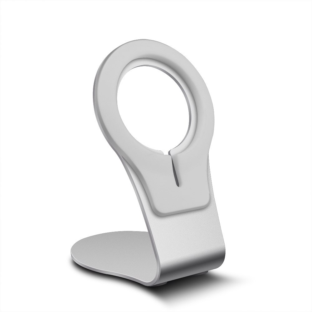 Magnetic Phone Charger Stand Holder for iPhone 12 Series - Foldable Wireless Charging Dock Base: Stand Silver