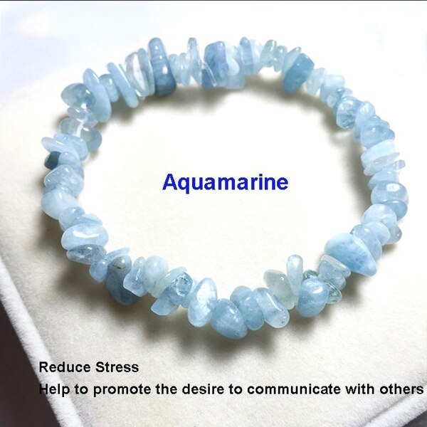 Pulseras de piedra Natural hechas a mano para mujer y niña, joyería de , abalorio de piedra lunar de ojo de Tigre,: 11 Aquamarine