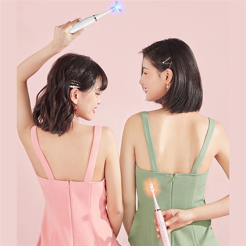 Luminous 8LED Lamp Bead Electric Toothbrush Blue Light Ultrasonic Toothbrush Head Cleaner Adult Automatic Smart Teeth Whitening
