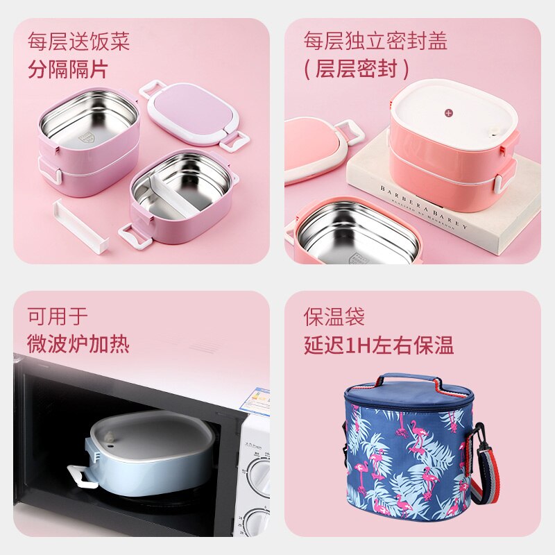 Fiambrera térmica bonita, lonchera multicapa De acero inoxidable, fiambrera portátil Bento, ecológica, fiambrera De Comida AC50LB