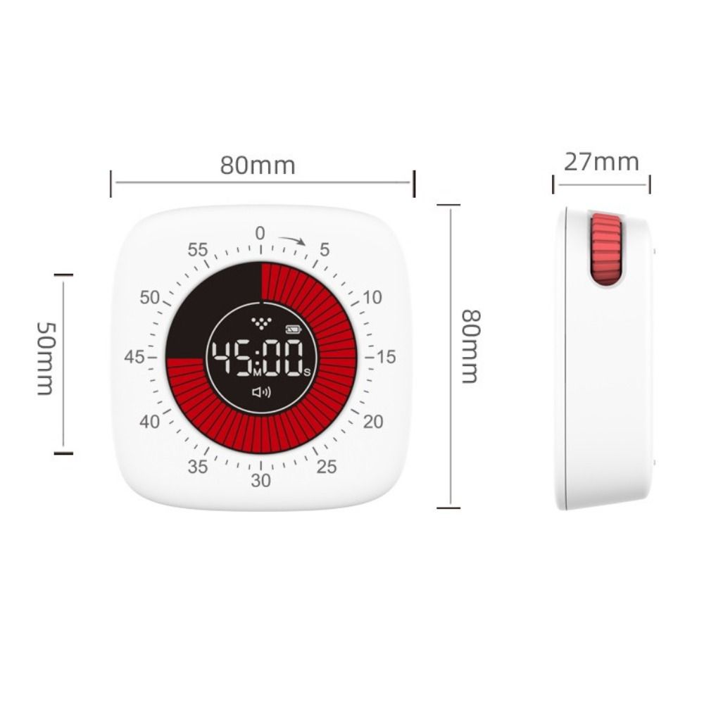 Oppladbar visuell timer digital mekanisk lydløs timer dobbel tidsklokke 60 minutter nedtellingstimer kjøkken