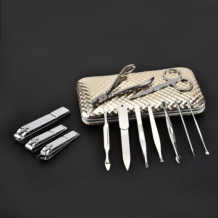 10 Stks/set Manicure Nagelknipper Set Rvs Nail Care Kit Clipper Earpick Grooming Pedicure Kit Mannen Vrouwen