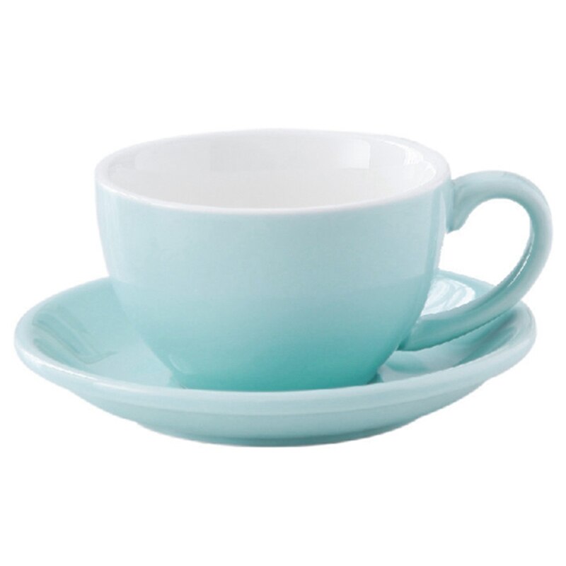 300Ml, Prachtige Keramische Koffie Beker En Lepel Set, , Grote Capaciteit Cup, Europese: Blue