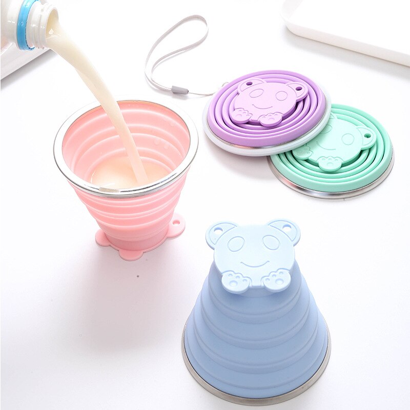 Gobelets pliants en Silicone de 250ml, de alimentaire, rétractable, coloré, Portable, tasse à café d'extérieur, pour voyage