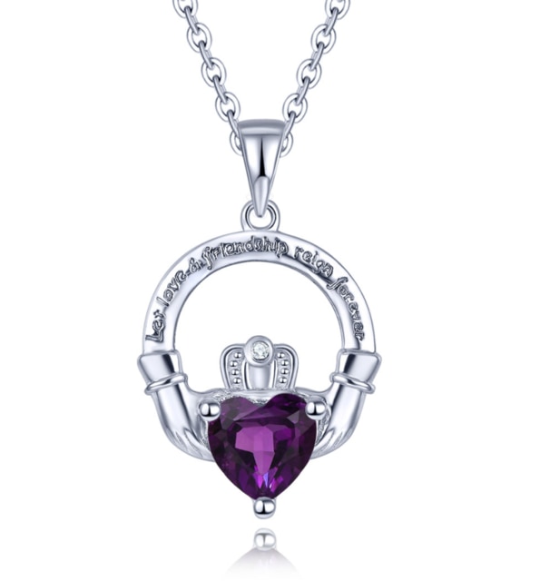 Hutang Colorful S925 Pendants for Women 0.76 Carats Created Emerald Heart Shape Women Romantic Lovely Silver Pendant: Created Alexandrite